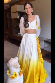 White And Yellow Haldi Special Shaded Lehenga Choli