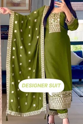 Green Heavy Chinon Silk Dori Work Salwar Kameez