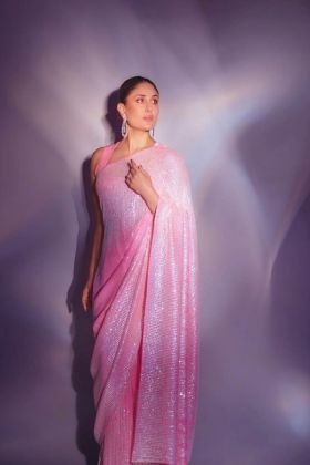 Karina Kapoor Wear Pink Sequence Work Saree