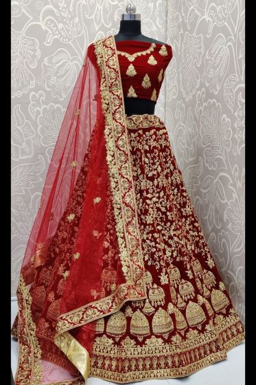 heavy maroon bridal lehenga