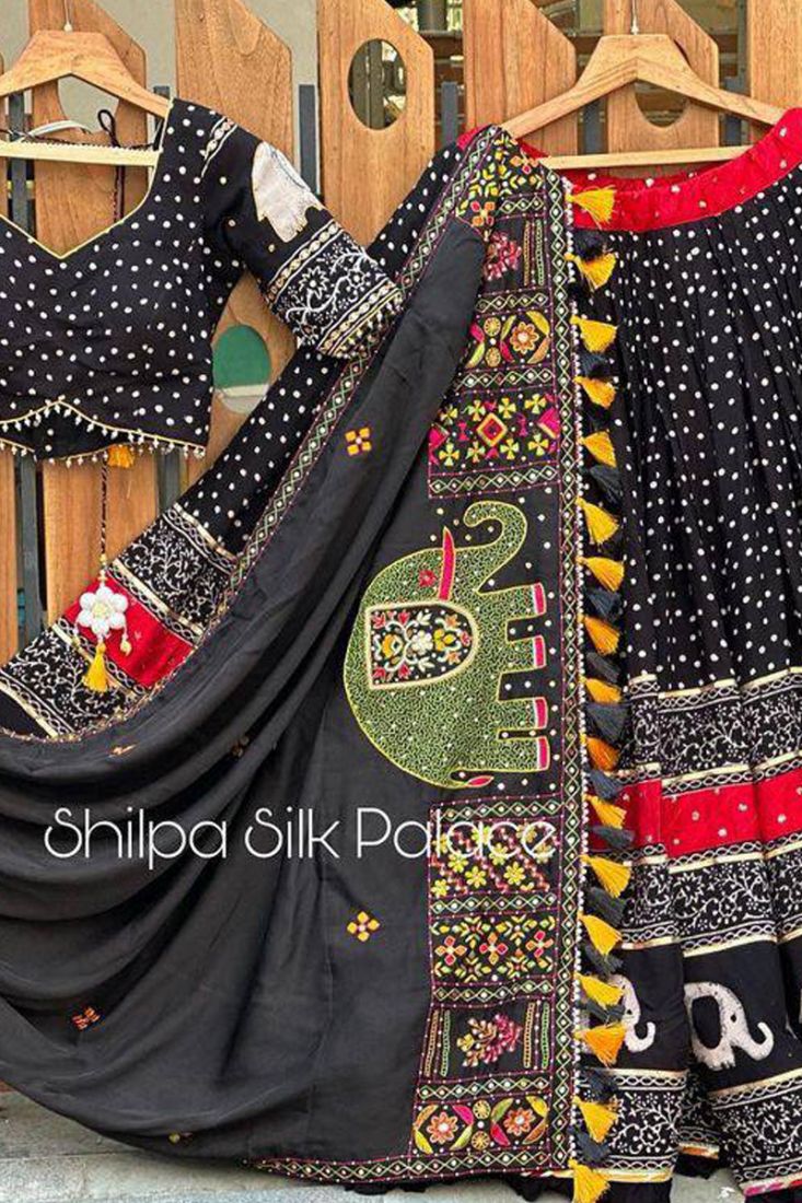 Buy Black Vegan Silk Embroidery Zari Gota Patti And Sequin Work Lehenga Set  For Women by Mulmul Online at Aza Fashions.