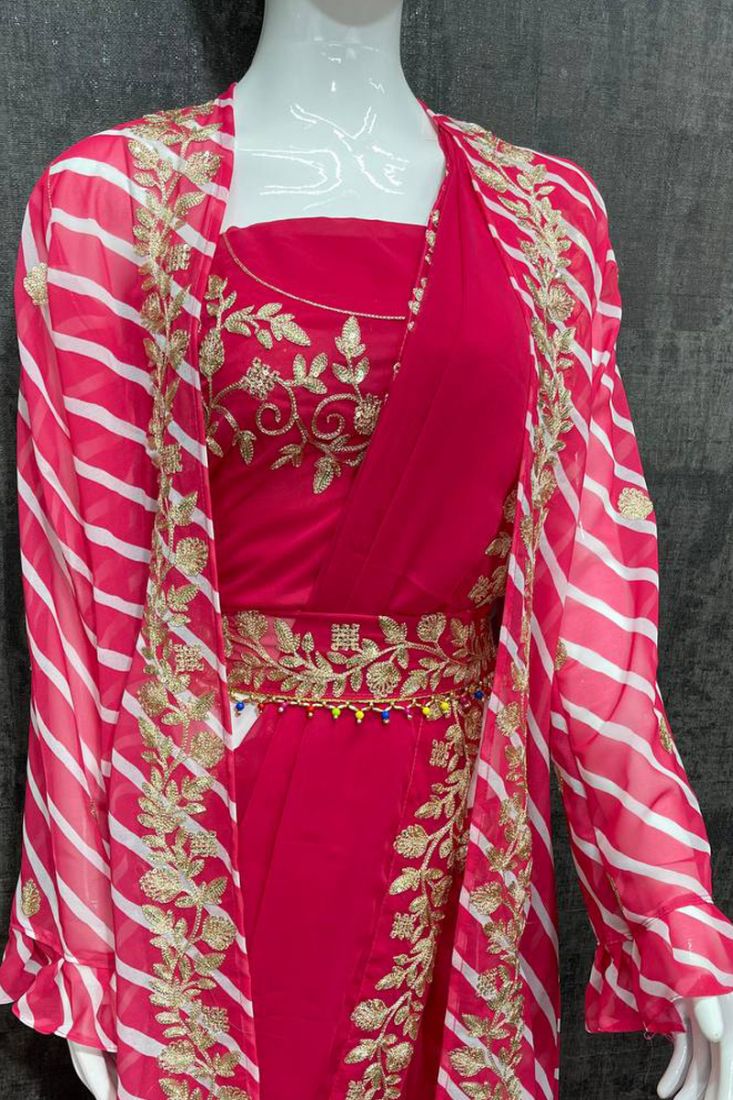 Costumized saree with shrug | Latest dress design, Designer dresses casual,  Fashionable saree blouse designs