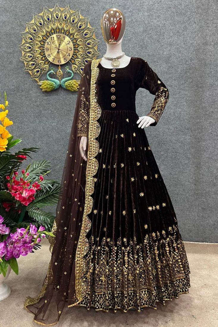 velvet anarkali gown