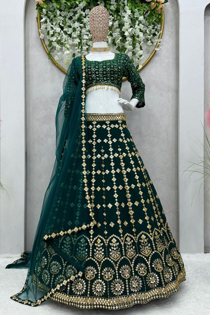 Green - Poly Cotton - Buy Lehenga Choli Online in Latest and Trendy Designs