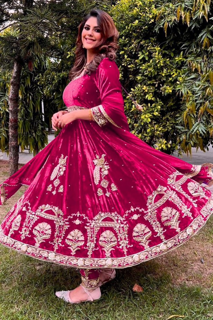 Velvet hot sale anarkali gown