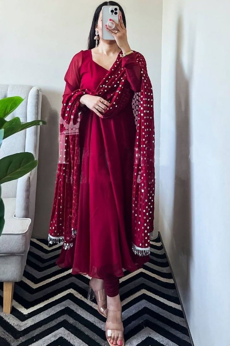 Buy Online Cotton Silk Plain Pink Anarkali Suit : 155609 - Bollywood Salwar  Kameez