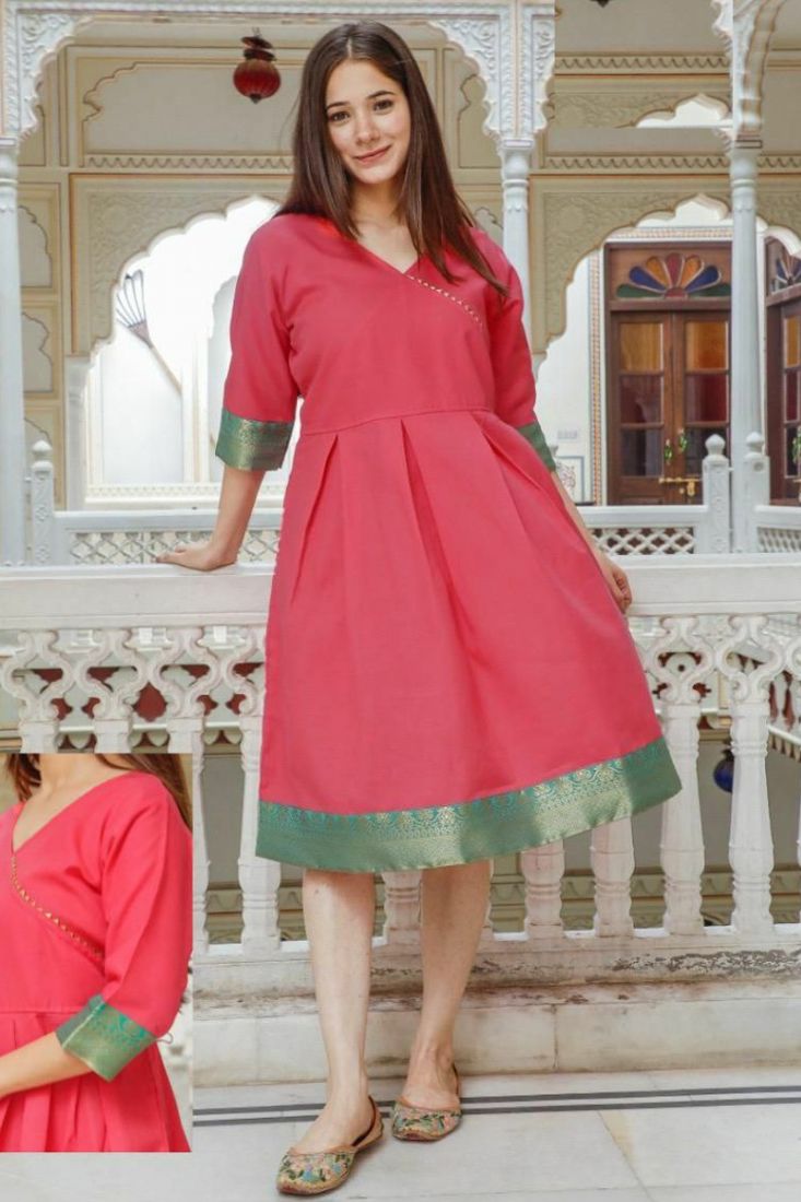 Pink frock kurti best sale