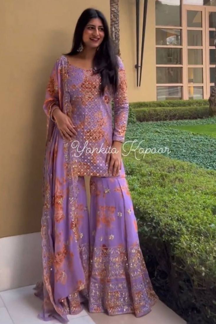 Yankita Kapoor Style Dark Purple Faux Georgette Gown