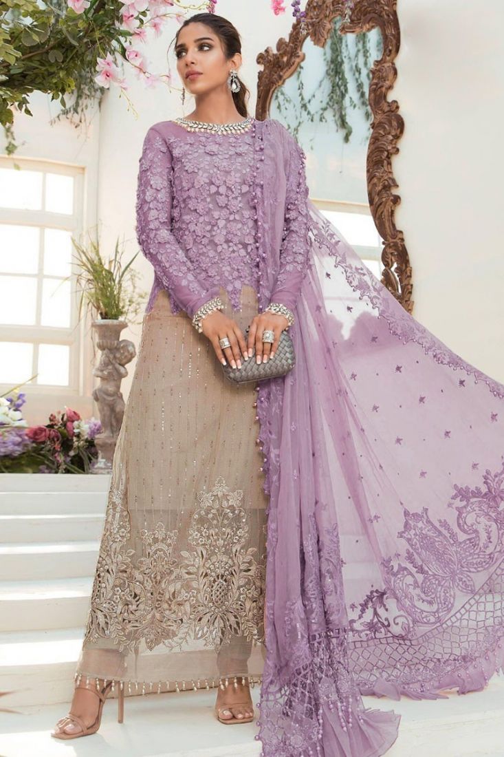 Lavender hot sale pakistani dress