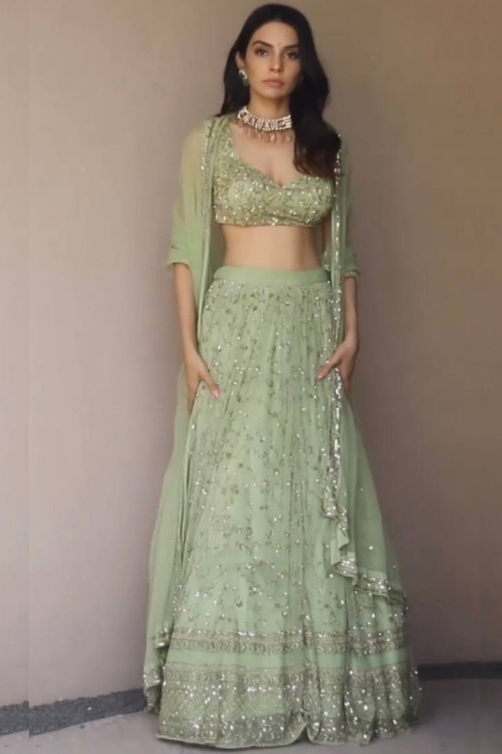 Lime Green Lehenga Choli Indian Lengha Chunni Lehanga Skirt Top Party Dress  Sari | eBay
