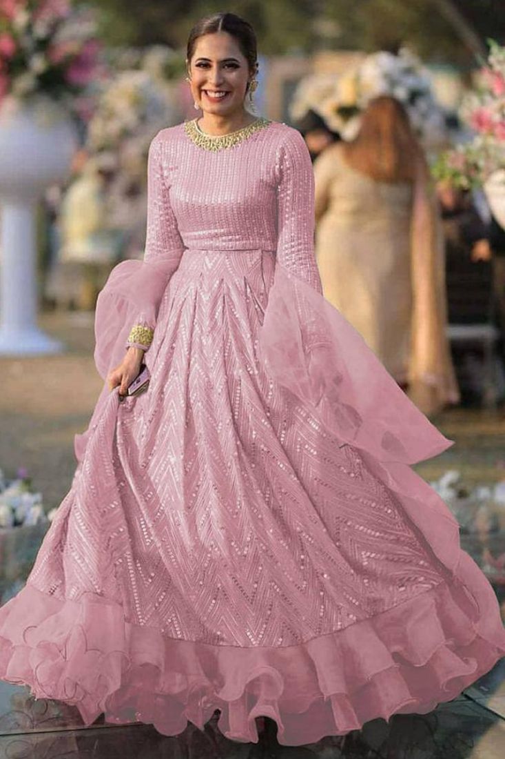 Light pink color designer ruffle lehenga choli – Sulbha Fashions