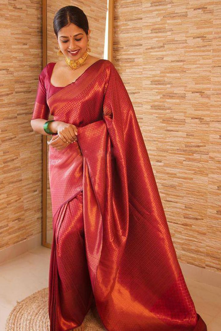 Copper Soft Silk Saree – I4U Clothing