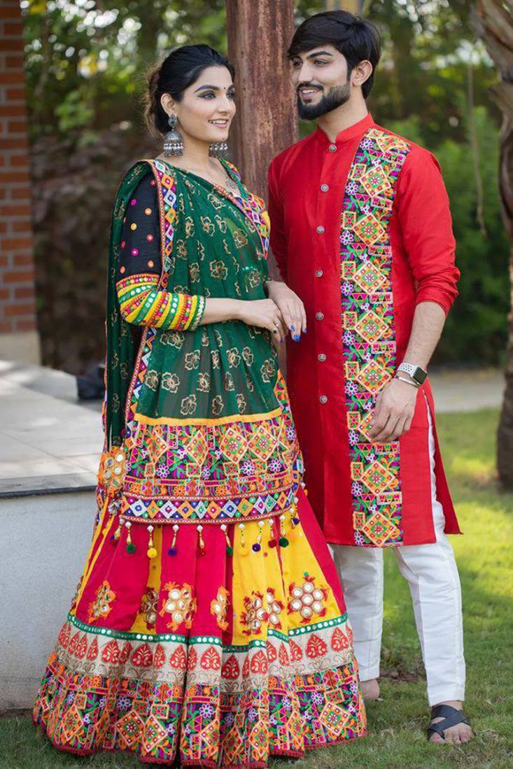 Wholesale Couple Suit Banwery Navratri 2023 Couple Wear Kurta Pant With  Dupatta Design Catalog