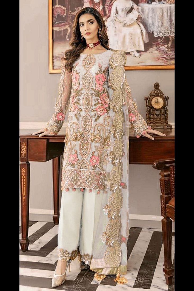 stylishfashion Heavy Tissue Net Embroidery Work Indian Pakistani Salwar  Kameez Long Sleeve Paint Suit with Dupatta Ready to Wear (Choice 1, 10 US  Large (Chest-42 Waist-38)) : : Clothing, Shoes & Accessories