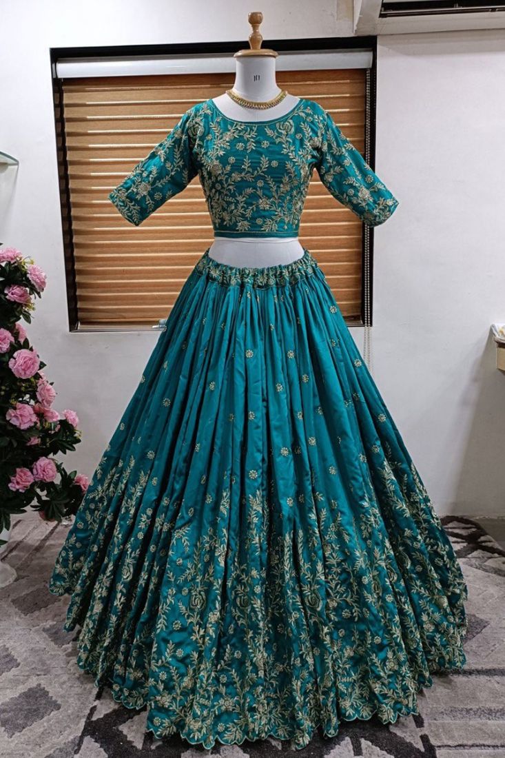 Buy Blue Lehenga-silk Organza Embroidered Mirror Round Silk Draped Set For  Women by Tarun Tahiliani Online at Aza Fashions.