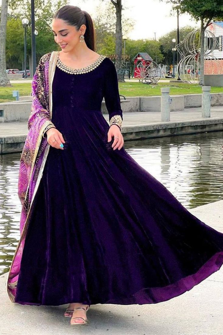 Luscious Velvet Anarkali Salwar Suit -