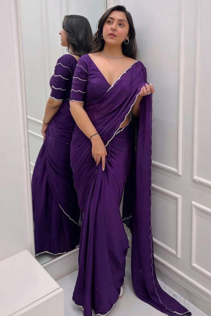 Kali Purple Georgette Saree