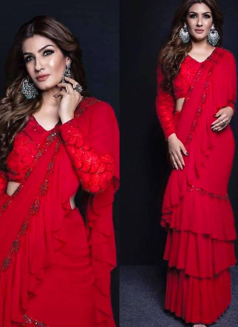 Raveena Tondon In A Gorgeous Saree On Red Carpet | MemSaab.com | Indian  bridal wear, Designer saree blouse patterns, Indian bridal couture