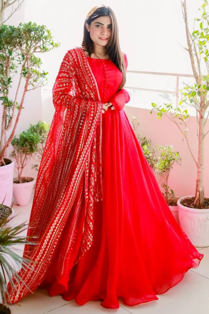 Red plain 2024 long gown