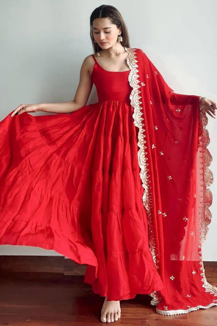 Plain 2024 red gown