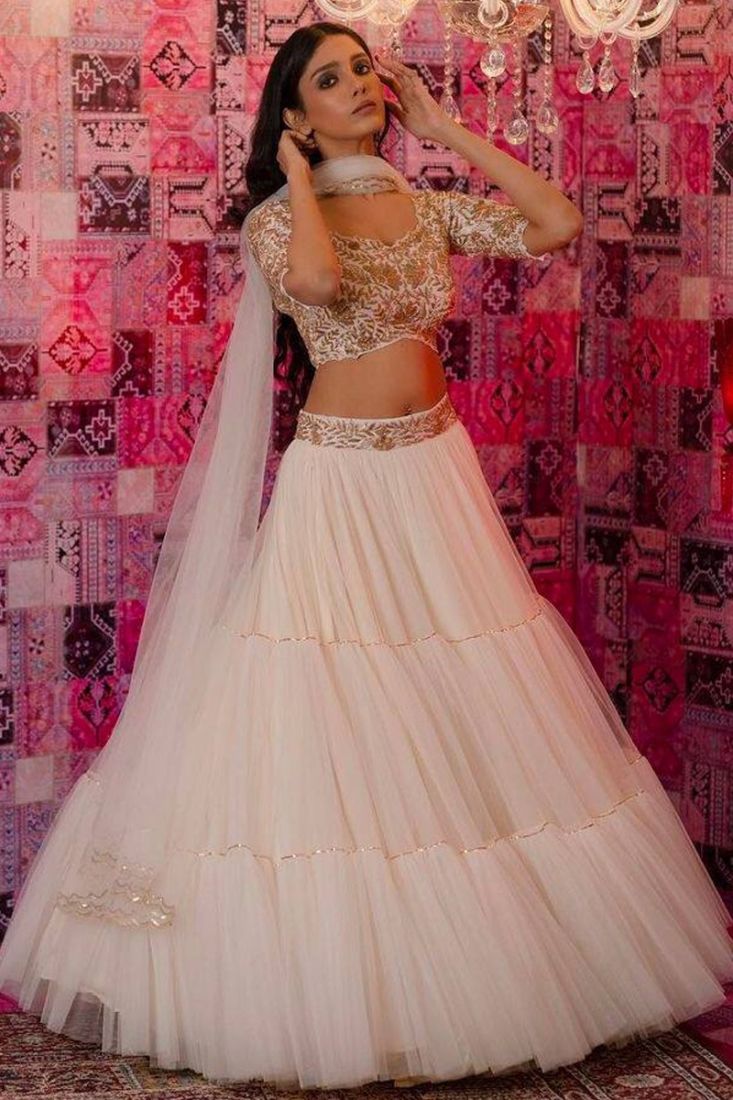 Marriage reception modern lehenga: Hot Pink Velvet Lengha for Bride – B Anu  Designs