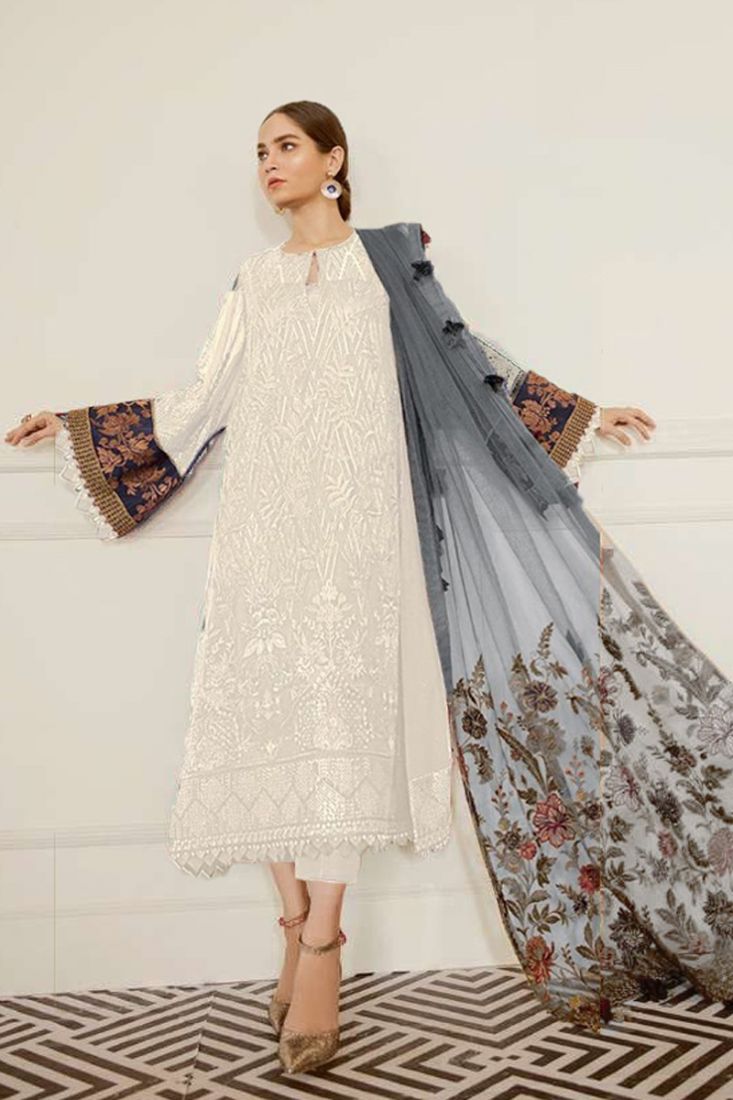 Red & White Floral Anarkali Dress with Dupatta – Humra