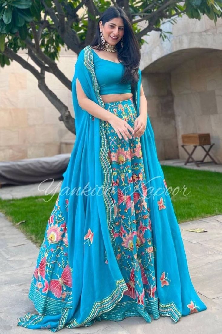 Kreeva - Creative Unique Couple Wear Sky Blue Lehenga Choli And Kurta  Payjama Shop from our website and get 30%off ▫ Product Code-XO2369 ▫ 100%  Assured Quality ▫ COD Available ▫ Easy