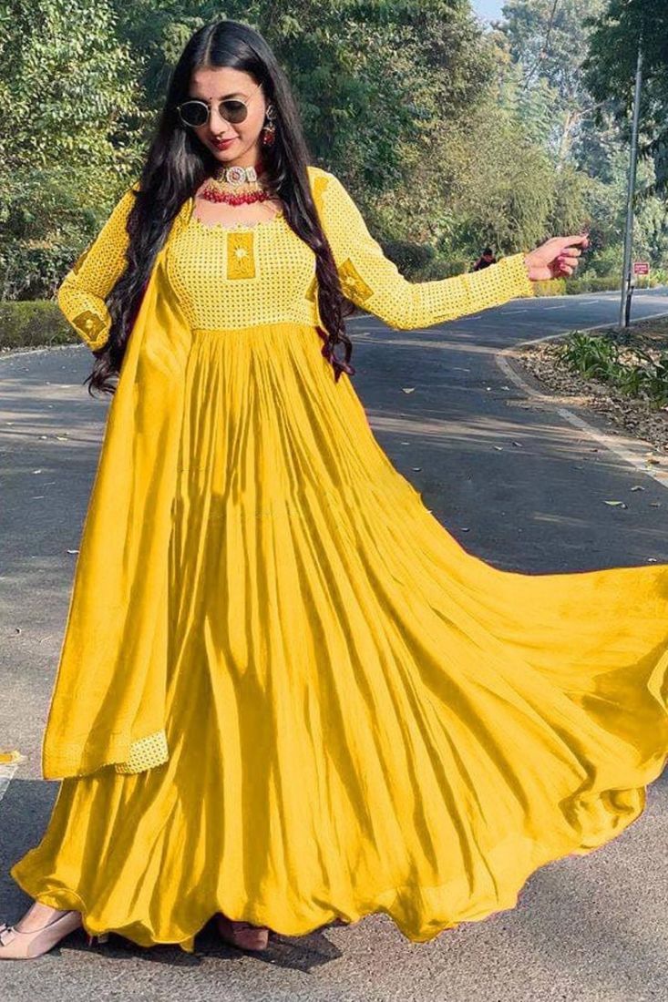 Buy Style Fashion Women's Gown One Piece Maxi Long Dress for Women's  Traditional Full Length Anarkali Long Frock for Women Readymade Full  Stitched Gown Georgette at Amazon.in